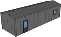 Zadeldak berging 4x12m | Goothoogte 3m|