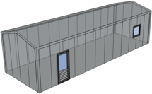 Zadeldak berging 4x12m | Goothoogte 3m|
