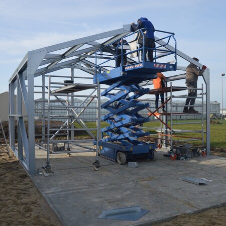 Zadeldak loods 5x8m | Goothoogte 2,5m