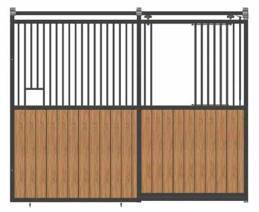 Voorwand met schuifdeur en minideur Voorwand met schuifdeur en minideur