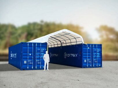 Zadeldak container/ bunkeroverkapping 6x6m